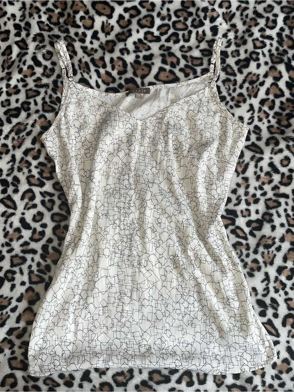 ♡ Lilla P Cream Cami with Black Geometric Print